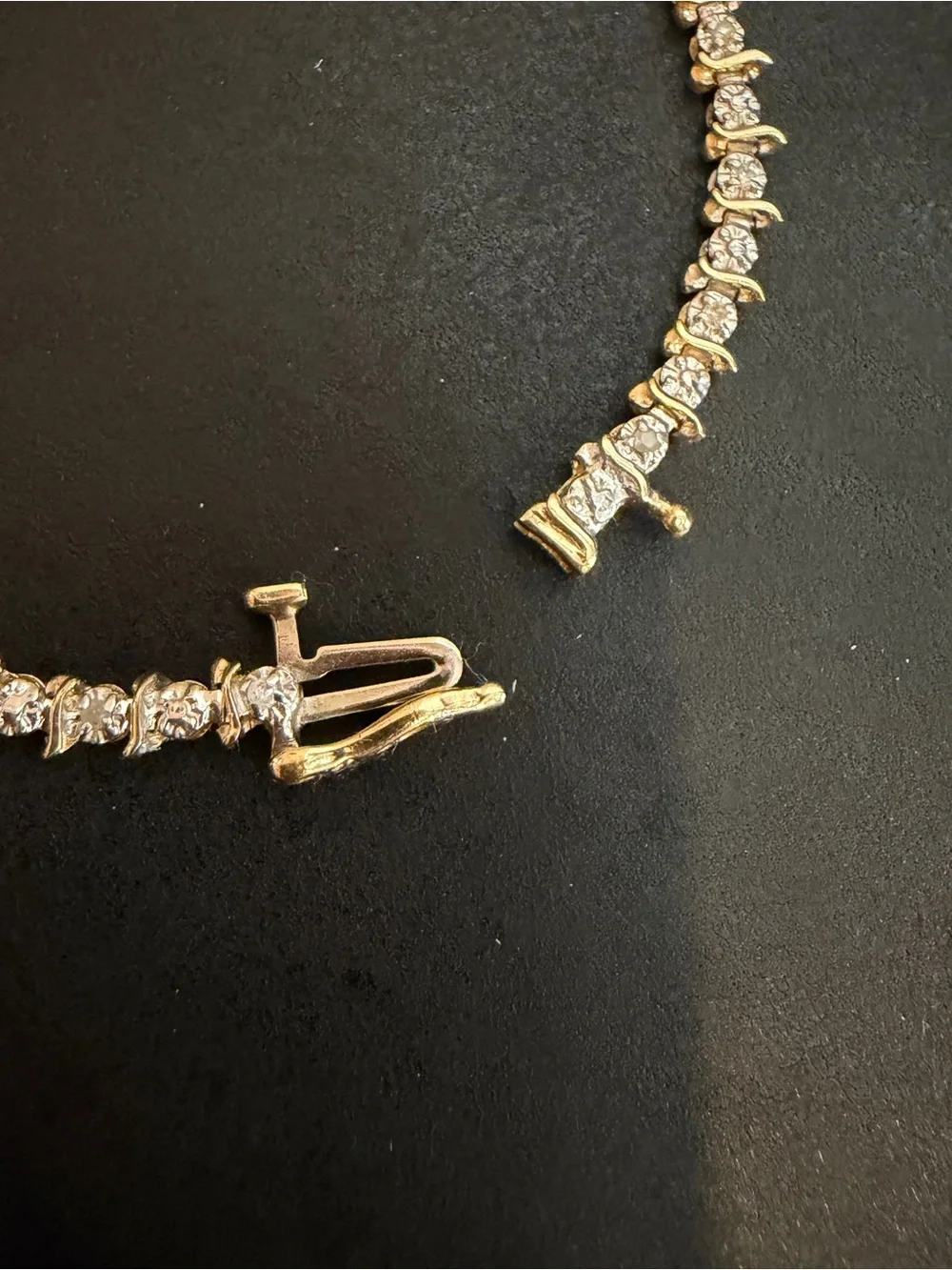 MGM Jewelry Inc 10K Gold Diamond Tennis Bracelet Safety Clasp Delicate Dainty - Picture 9 of 12